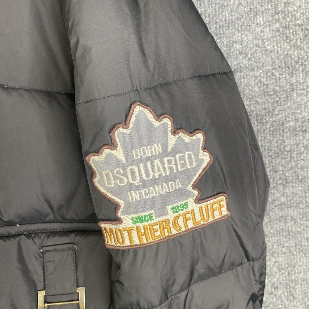 DSQUARED Mountain Range Jacket Mens 48 Black Down Puffer Bomber Hooded Ski Logo - Picture 5 of 12